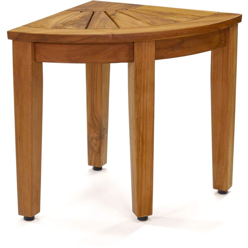 The Original 15.5 in x 15.5 in Kai Corner Teak Shower Bench Walk In Shower 