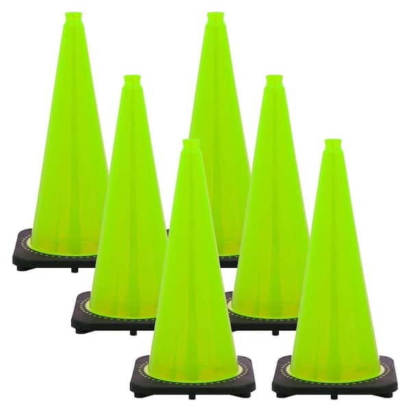 28 in. Safety Green Traffic Cones (6-Pack)