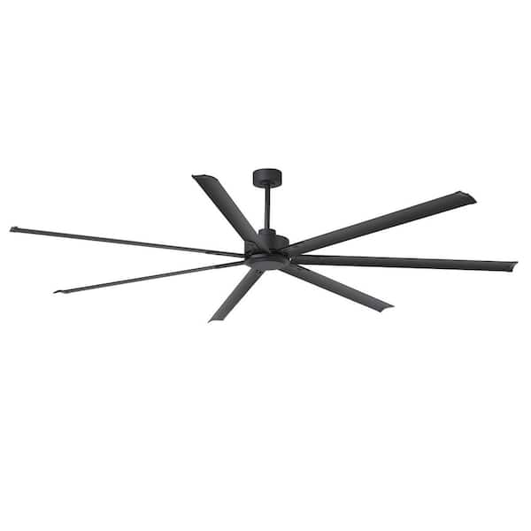 Industrial 96 in. (8 ft.) Indoor Black Ceiling Fan with Downrod and Aluminum Blade with Remote Control Included No Light