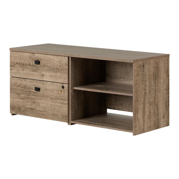 South Shore Interface 2-Drawer Weathered Oak 23 in. H x 51.75 in W x 19.25 in. D Engineered Wood Credenza Lateral File Cabinet