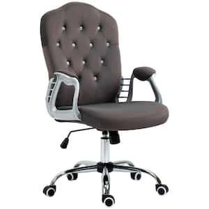 Dark Gray Velvet Home Office Chair, Computer Chair, Button Tufted Desk Chair with Swivel Wheels, Adjustable Height