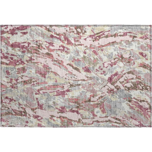 Mayfield Premium Machine Washable Abstract AMF2441 Blush 2 ft. x 3 ft. Accent Rug