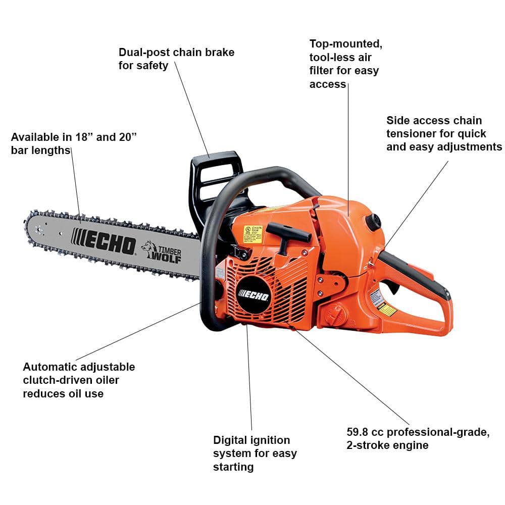 24 in. 59.8 cc Gas 2-Stroke Cycle Chainsaw - 1