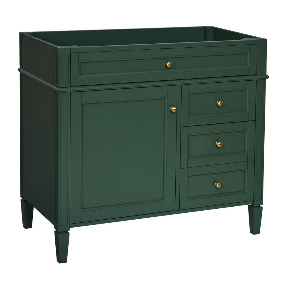 Modern 36 in. Bath Vanity Cabinet without Top in Green with 2-Drawers and a