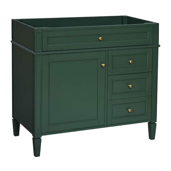 Unbranded Modern 36 in. Bath Vanity Cabinet without Top in Green with 2-Drawers and a Tip-out Drawer (Not Include Basin Sink)