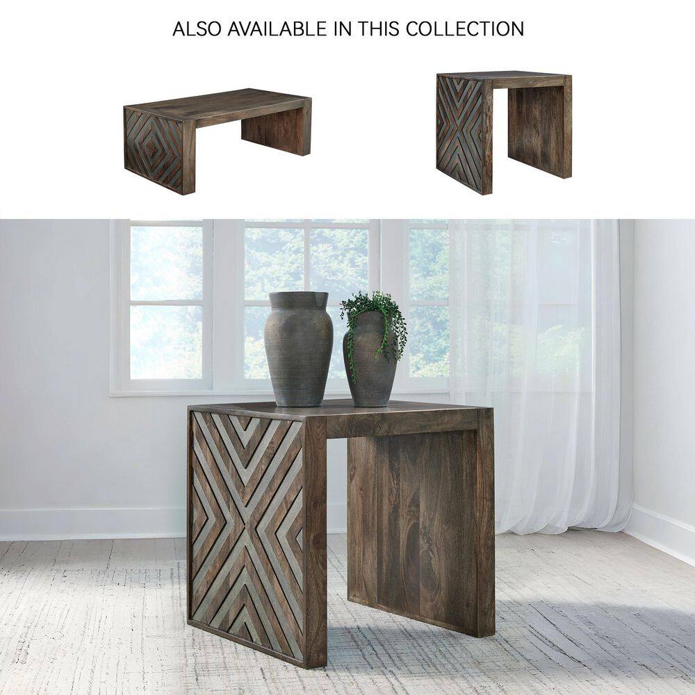 Dreggan 24 in. Brown Square Wood End Table - thumbnail 7