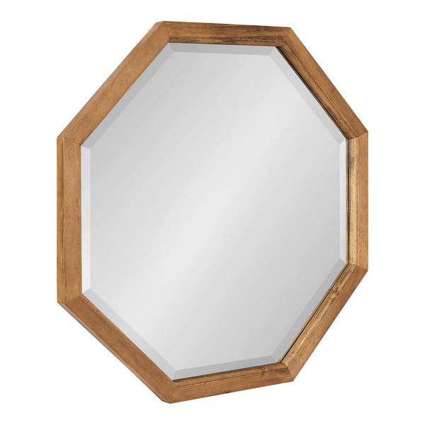 Kate and Laurel Hogan 24 in. x 24 in. Irregular Rustic Brown Accent Framed Wall Mirror