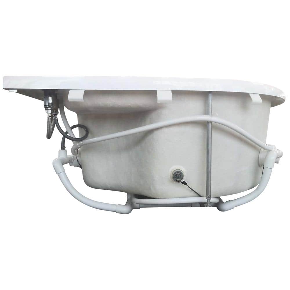 70.9'' White Acrylic Corner Whirlpool Bathtub with Faucet
