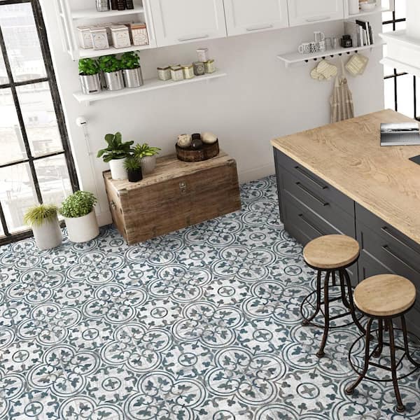 Cassis Arte Black 9-3/4 in. x 9-3/4 in. Porcelain Floor and Wall Tile (10.88 sq. ft./Case)