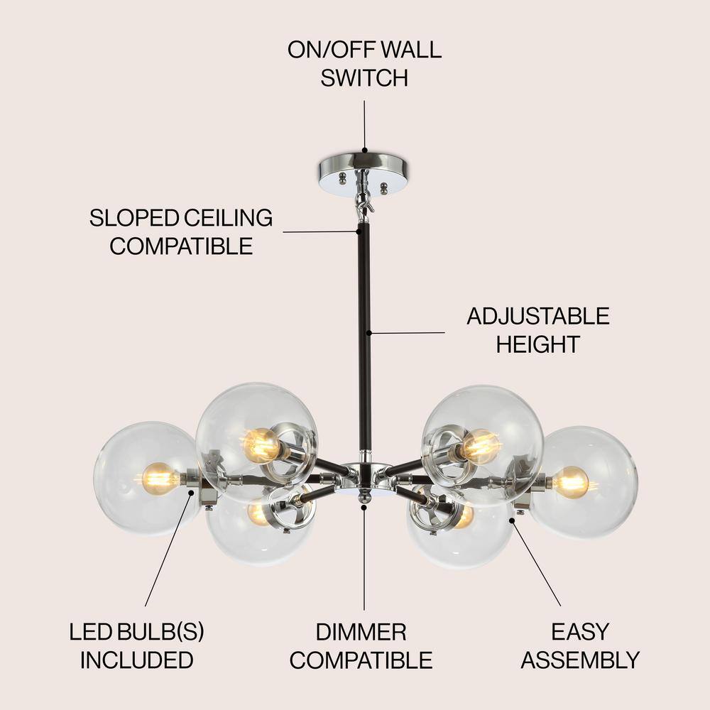 Jonathan Y Caleb 28" Black Chrome Sputnik Chandelier