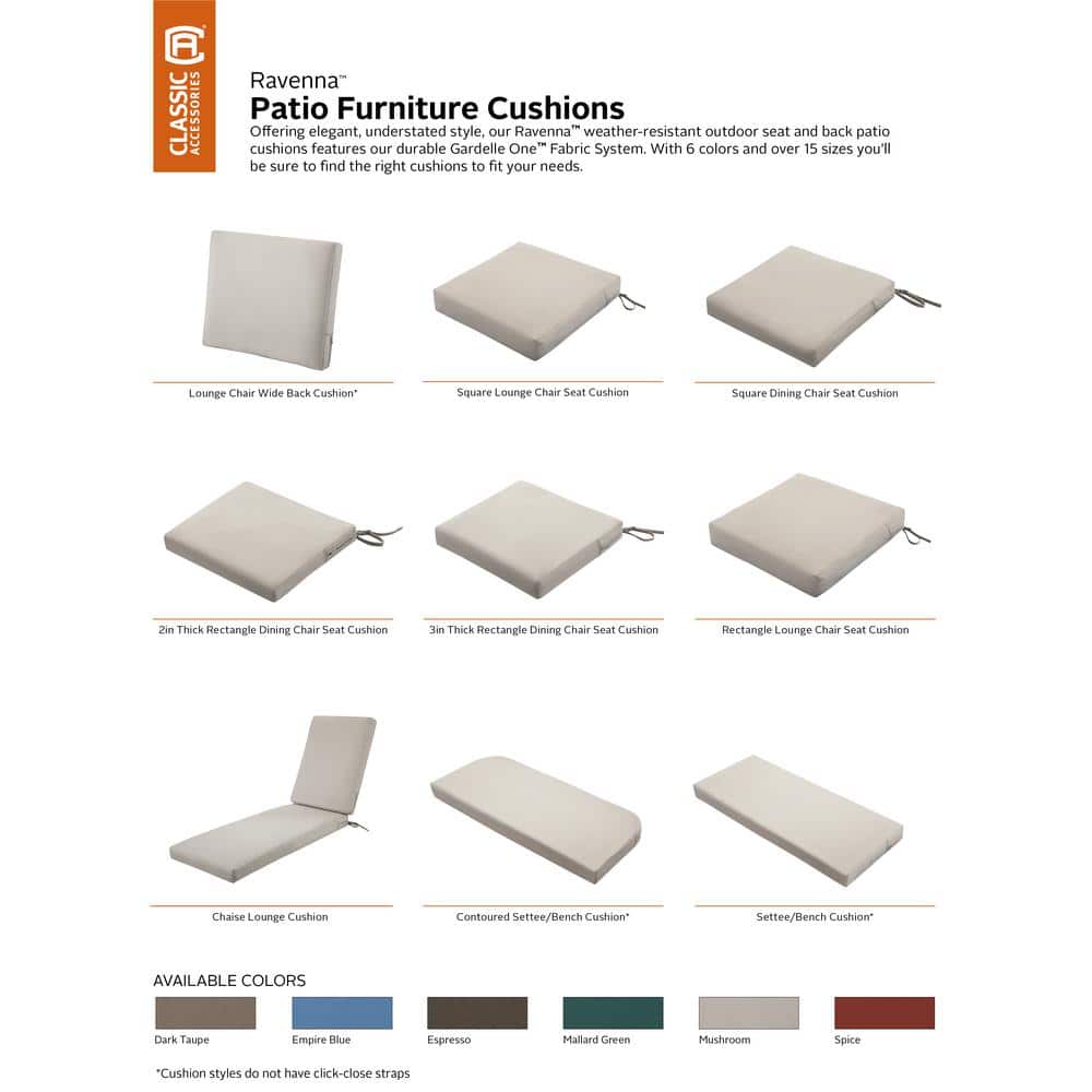 Ravenna Mushroom 19" Square Water-Resistant Outdoor Seat Cushion