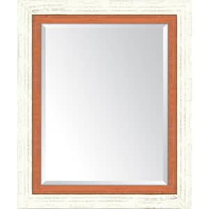 Medium Rectangle French White/Orange Beveled Glass Classic Mirror (30 in. H x 36 in. W)