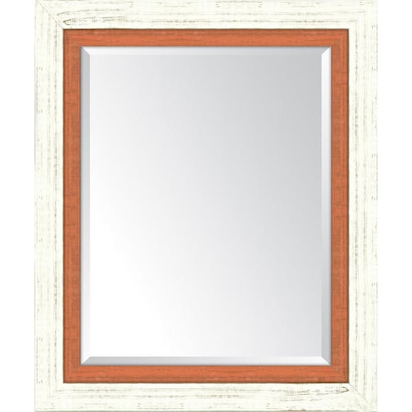 Melissa Van Hise Medium Rectangle French White/Orange Beveled Glass Classic Mirror (30 in. H x 36 in. W)