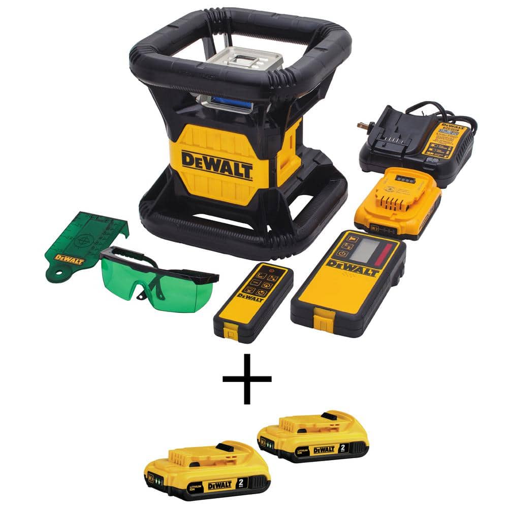 DEWALT 20V MAX Lithium-Ion 250 ft. Green Self-Leveling Rotary Laser Level with (3) 2Ah Batteries, Charger, & TSTAK Case -  DW079LGDCB203-2