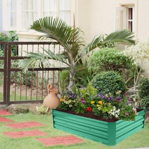 48 in. L x 36.3 in. W x 12.2 in. H Green Iron Planter Box