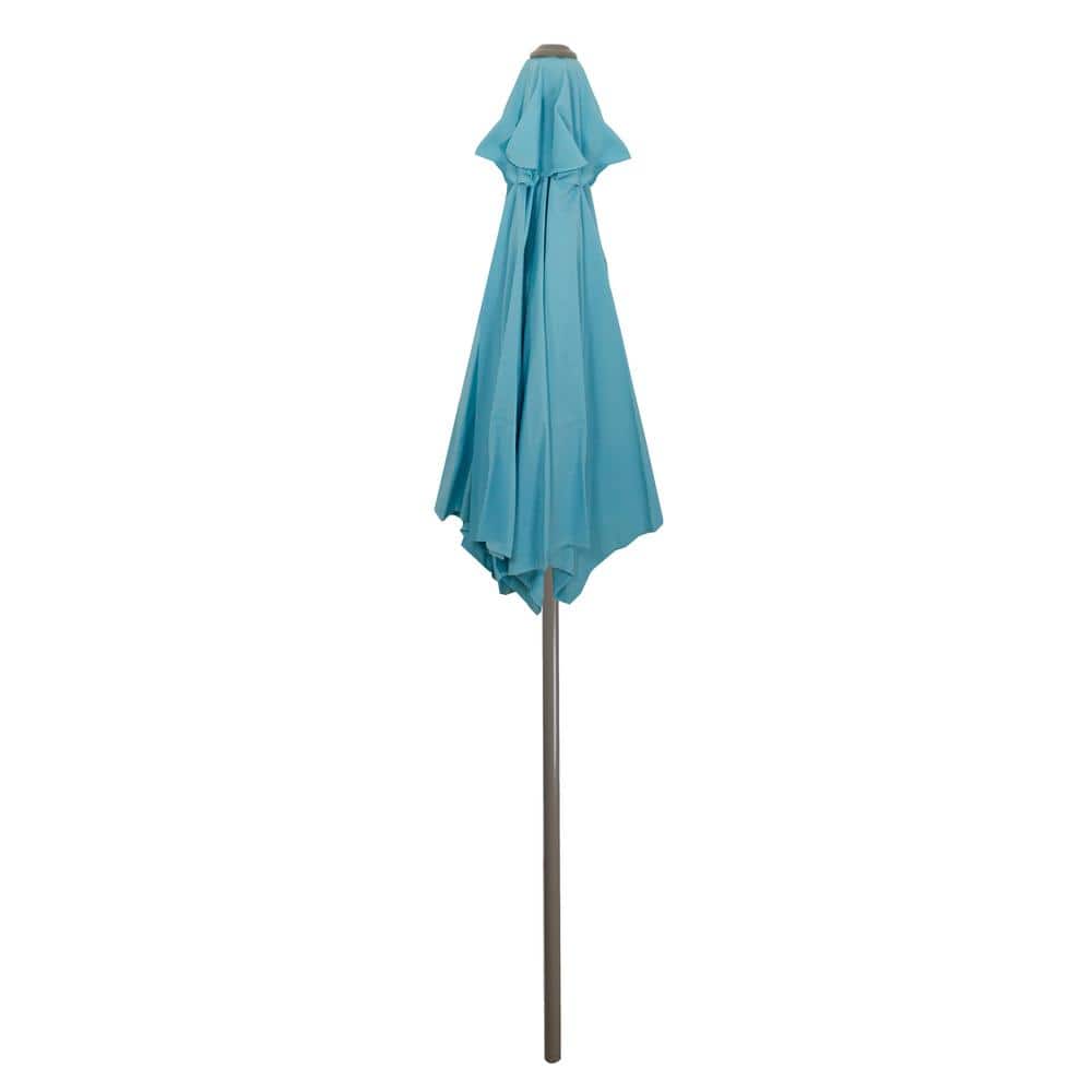 6.5 ft Turquoise Blue Hexagon Market Patio Umbrella with Aluminum Pole