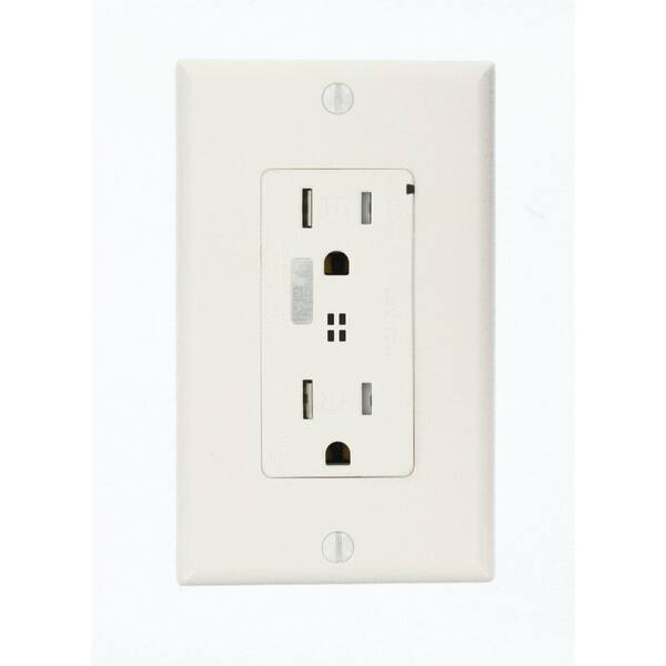 Decora Plus 15 Amp 125 V Surge Tamper Resistant Duplex Outlet/Receptacle w Alarm, White (1-Pack) T7280-W