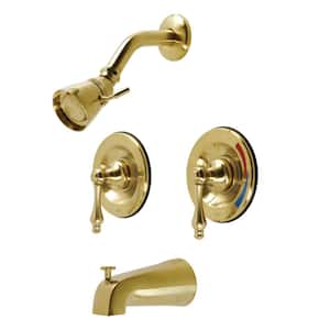 Vintage Double Handle 1-Spray Tub and Shower Faucet 1.8 GPM with Corrosion Resistant in Brushed Brass