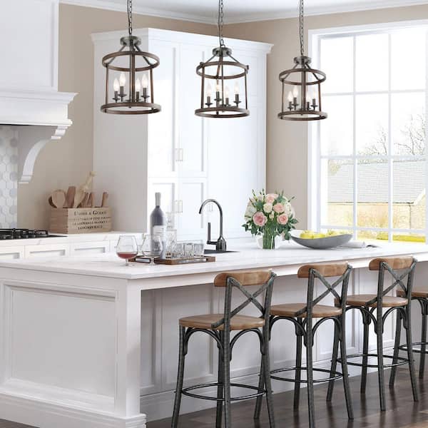 Lnc Farmhouse Dark Bronze Chandelier With Faux Wood Accents 4 Light Island Lantern Pendant For Kitchen Foyer Entryway Baziq2hd1340686 Light Island Lantern Pendant, Mini Chandeliers For Kitchen Cabinets