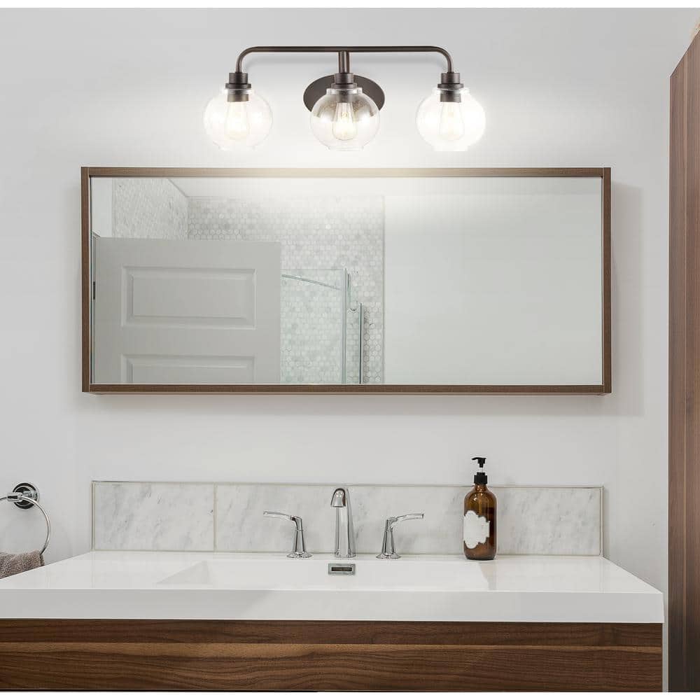 Sandrine 26.25" Oil-Rubbed Bronze and Clear Glass Vanity Light