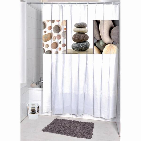 Unbranded Belle Ile Polyester Printed Fabric Shower Curtain Multicolored