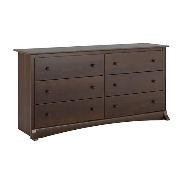 Prepac Fremont Espresso 6-Drawer 59 in. W Dresser