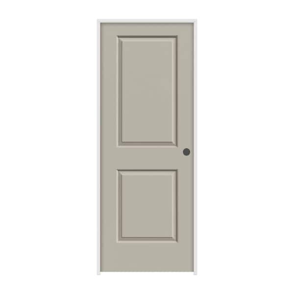 JELD-WEN 30 in. x 80 in. Carrara 2 Panel Left-Hand Solid Core Desert Sand Painted Molded Composite Single Prehung Interior Door