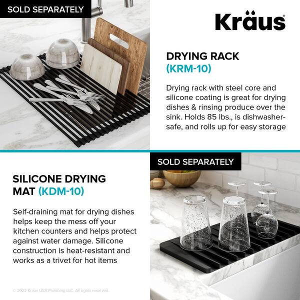 KRAUS Self-Draining Dark Grey Silicone Dish Drying Mat or Trivet for  Kitchen Counter KDM-10DG - The Home Depot