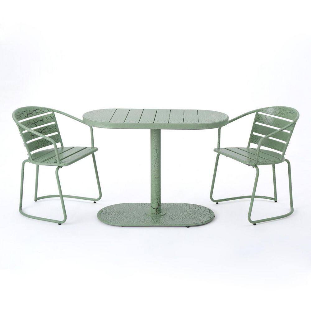Anky Green 3-Piece Metal Oval 29.5 in. H Outdoor Bistro Set price history on PriceWatchPro