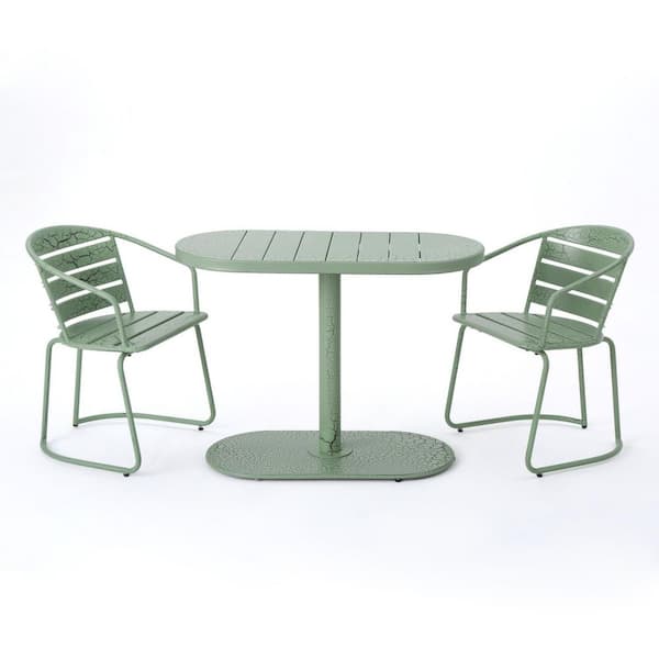 Anky Green 3-Piece Metal Oval 29.5 in. H Outdoor Bistro Set