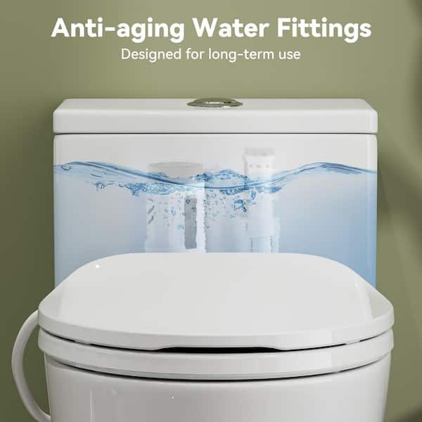 Chair Height 0.8/1.28 GPF Dual Flush Elongated Toilet in White HR-0038W with Non-Electric Toilet Seat MAP Flush 1000 g