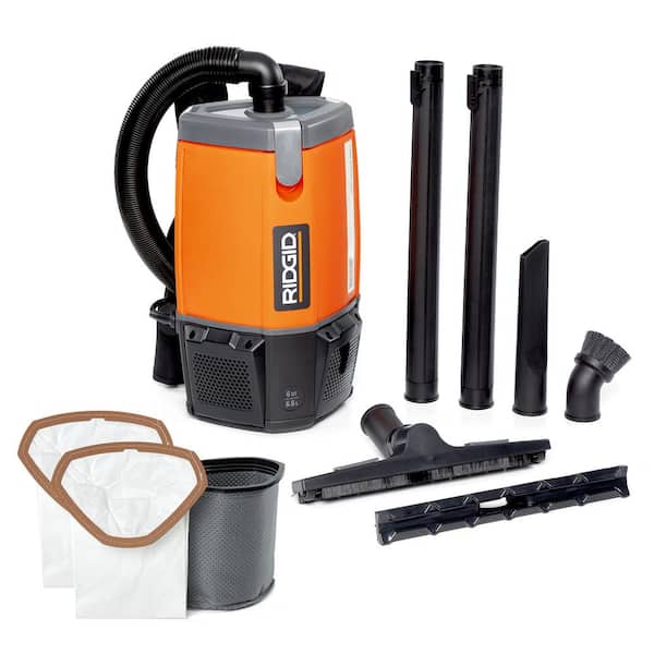 RIDGID 6 Qt. (1.5 Gal.) NXT Backpack Vacuum Cleaner with Filters and Shop Vacuum Attachments for Dry Applications HDB600