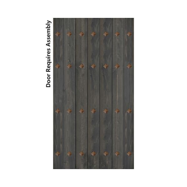 ISLIFE Mid-Century New Style 42 in. x 84 in. Carbon Gray DIY Solid Wood Sliding Barn Door Slab