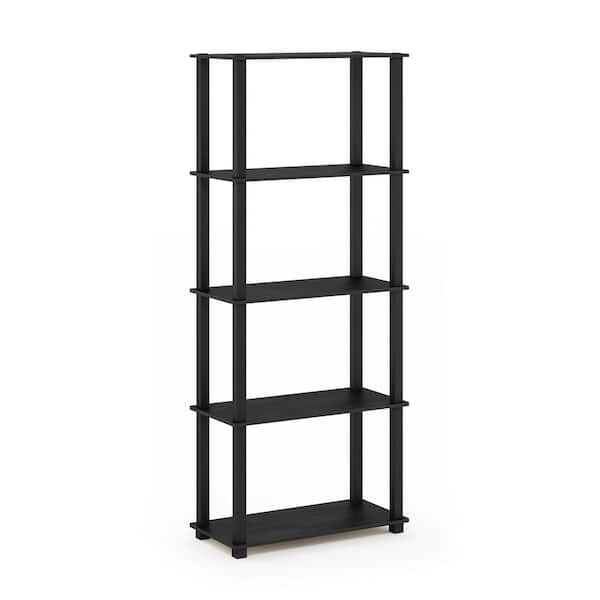 Furinno 57.4 in. Tall Americano/Black 5-Shelves Etagere Bookcases