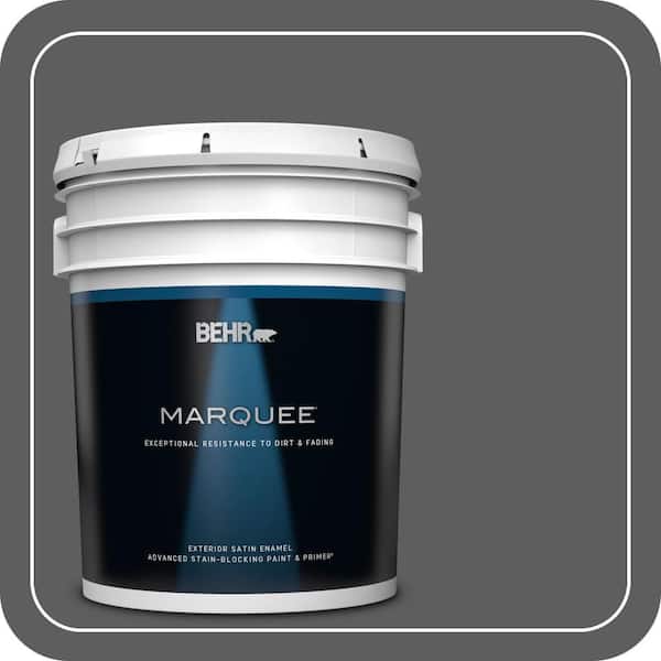 BEHR MARQUEE 5 gal. #N520-6 Asphalt Gray Satin Enamel Exterior Paint & Primer