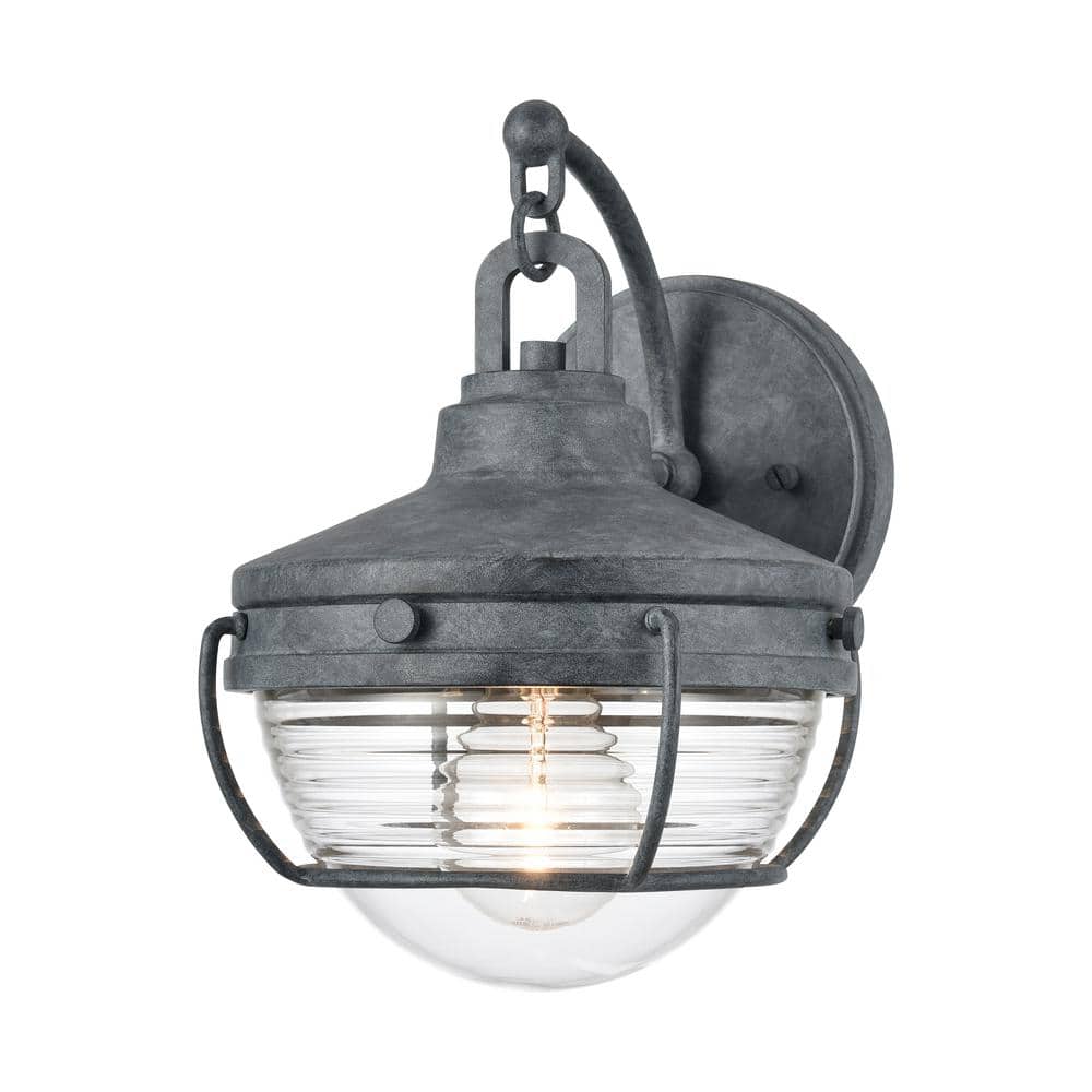 Titan Lighting Eilat Aged Zinc Outdoor Hardwired Wall Sconce with No