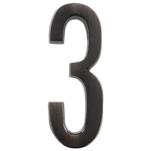 4 in. Aged Bronze Flush Mount Self-Adhesive House Number 3