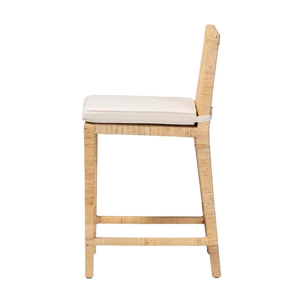 Sofia Handmade Natural Wood and Rattan 41" Counter Stool