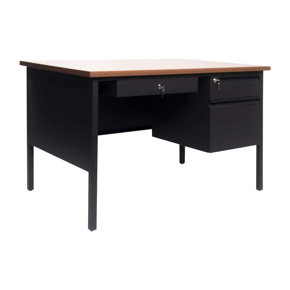 Rectangular Teacher Desk Carnegy Avenue 48 in. Rectangle Walnut Engineered Wood 3-Drawers ...