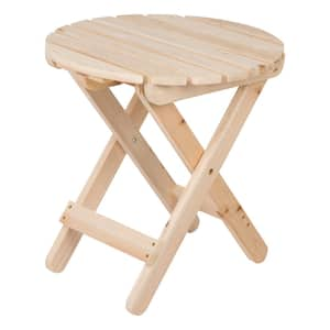 Adirondack Natural Round Wood Outdoor Side Folding Table