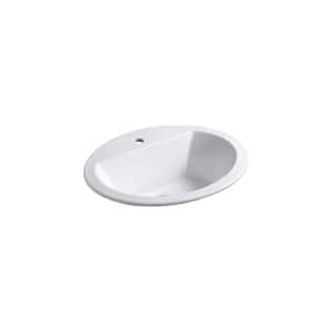 Bryant 20-1/4 in. Oval Drop-In Vitreous China Bathroom Sink in Biscuit with Overflow Drain