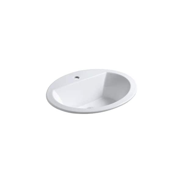 KOHLER Bryant 20-1/4 in. Oval Drop-In Vitreous China Bathroom Sink in Biscuit with Overflow Drain
