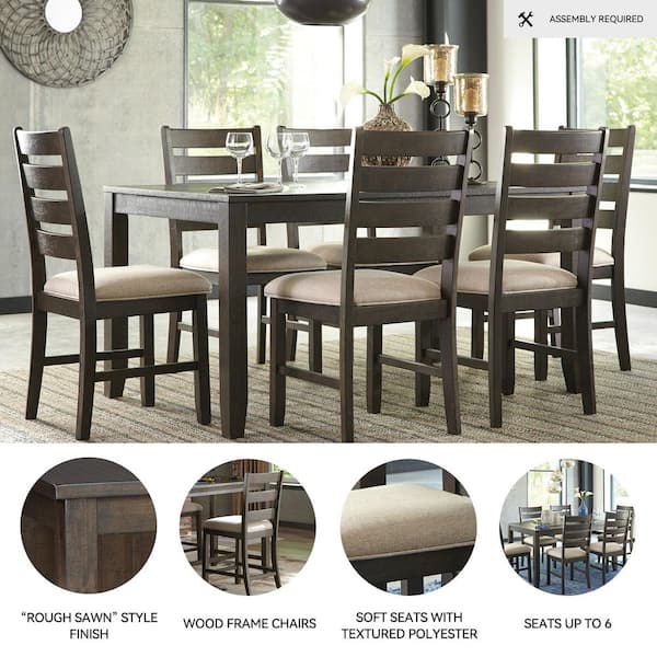 Signature DESIGN BY ASHLEY Rokane 7-Piece Rectangle Brown MDF Top