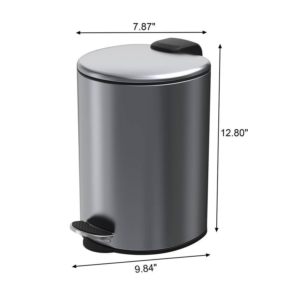 Black Stainless Steel 1.85 Gallon Step-On Trash Can