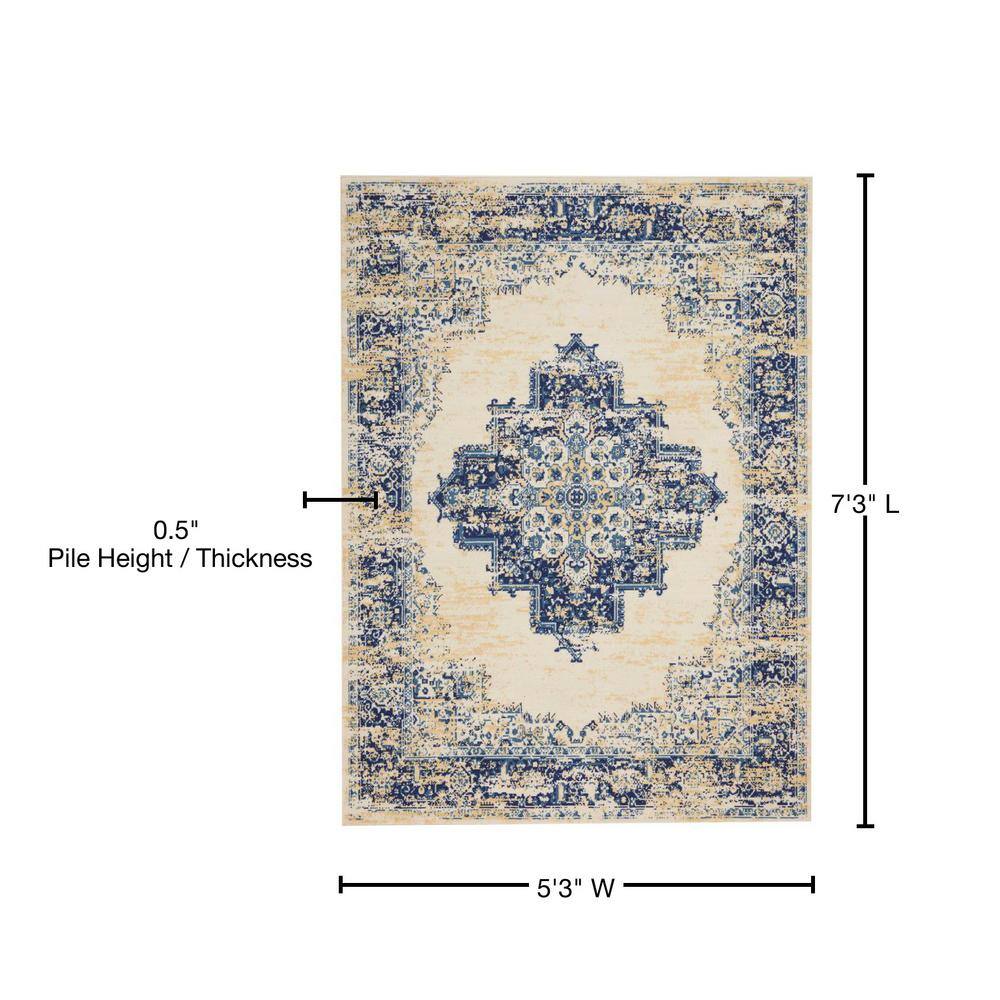 Elegant White Medallion 5' x 7' Tufted Synthetic Area Rug