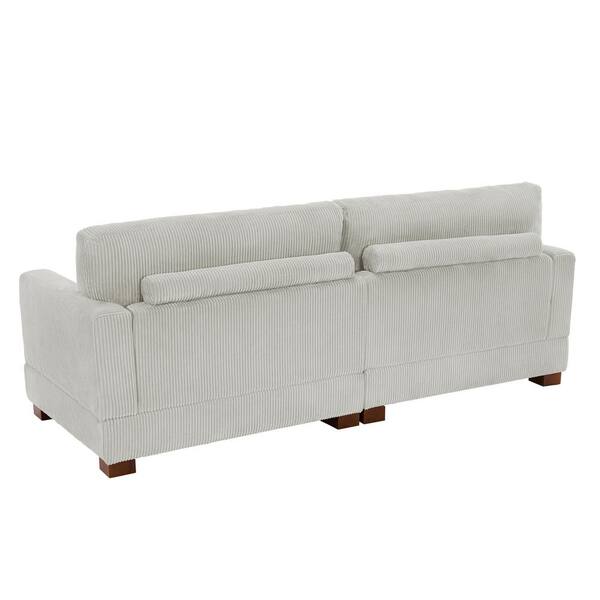 Uixe 84.6 in. Modern Square Arm Corduroy Fabric Upholstered