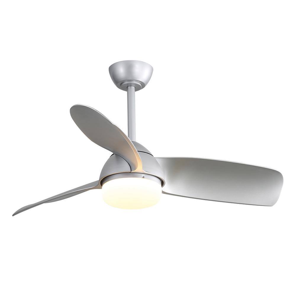 42 in. Silver Integrated LED Indoor down rod mount Ceiling Fan with Light K