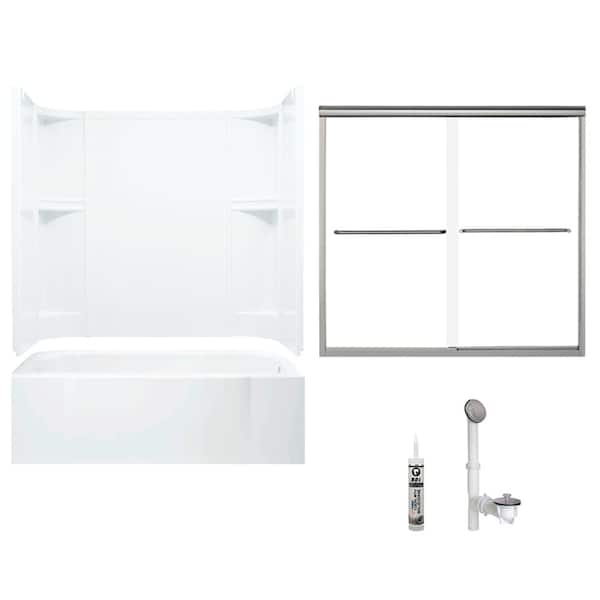 STERLING Accord 30 in. x 60 in. x 72 in. Bath and Shower Kit with Right-Hand Drain in White and Brushed Nickel
