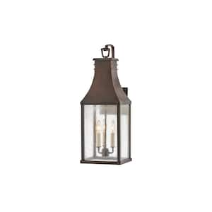 Beacon Hill 3-Light Blackened Copper Hardwired Outdoor Wall Lantern Sconce