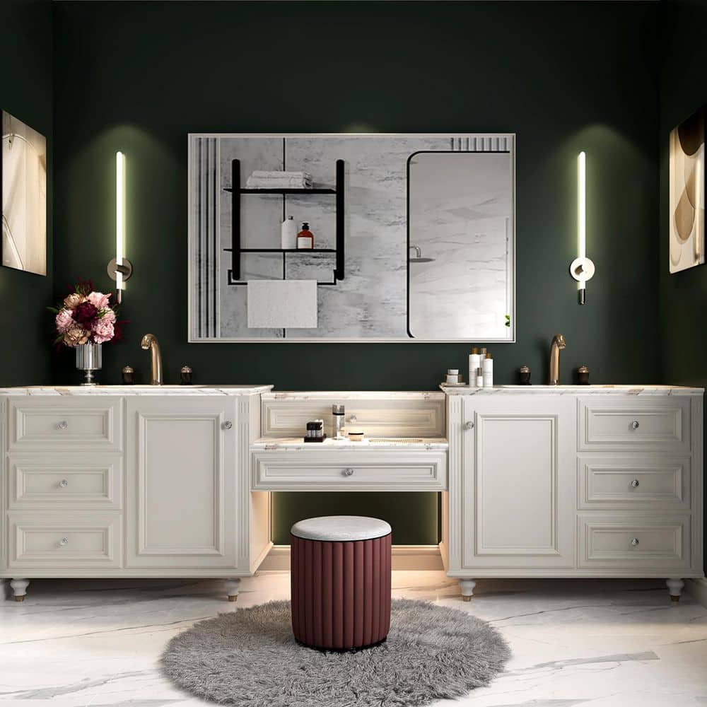 40 in. W x 30 H Rectangular Square Corner Wall Mount Bathroom Vanity Mir